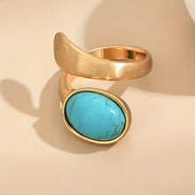 Load image into Gallery viewer, Inlaid Faux Turquoise Wrap Ring Vintage Style Zinc Alloy Finger Ring Jewelry Accessory