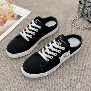 Frayed Hem Lace Up Canvas Sneakers in 3 Beautiful Colors - #shop_name - Shoes