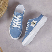 Load image into Gallery viewer, Frayed Hem Lace Up Canvas Sneakers in 3 Beautiful Colors - #shop_name - Shoes