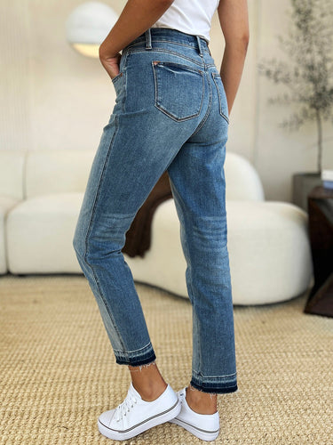 Full Size Mid Rise Rigid Magic Release Hem Jeans - #shop_name - Pants