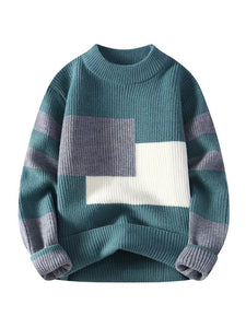 Men's Loose Crew Neck Contrast Color Sweater in 3 Colors