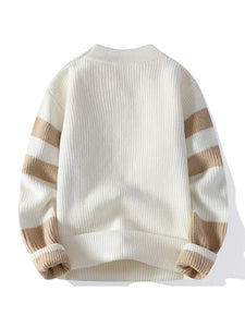 Men's Loose Crew Neck Contrast Color Sweater in 3 Colors