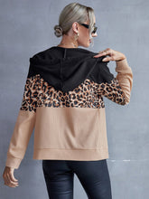 Load image into Gallery viewer, Ivy Lane Drawstring Leopard Zip Up Hooded Jacket - #shop_name - women clothes