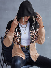 Load image into Gallery viewer, Ivy Lane Drawstring Leopard Zip Up Hooded Jacket - #shop_name - women clothes