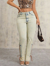 Load image into Gallery viewer, Lace - Up High Rise Jeans, Elegant Fashion Jeans for Women - #shop_name - Pants