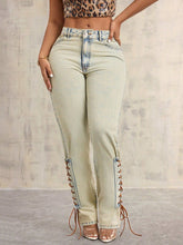 Load image into Gallery viewer, Lace - Up High Rise Jeans, Elegant Fashion Jeans for Women - #shop_name - Pants