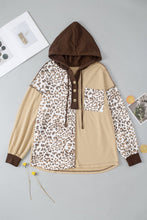 Load image into Gallery viewer, Leopard Drawstring Chest Pocket Hoodie, Beautiful Beige Brown Leopard Design - #shop_name - women clothes