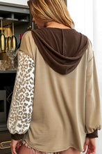 Load image into Gallery viewer, Leopard Drawstring Chest Pocket Hoodie, Beautiful Beige Brown Leopard Design - #shop_name - women clothes