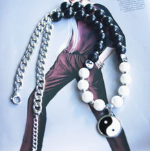 Load image into Gallery viewer, Very Unique Yin and Yang Necklace with Black and Pearl Beads and Pendant