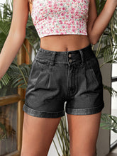 Load image into Gallery viewer, Pleated Detail High Rise Denim Shorts in 3 Colors - #shop_name - Shorts