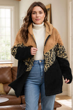 Load image into Gallery viewer, Plus Size Leopard Zip Up Hooded Outerwear, Designers&#39; Choice - #shop_name - women clothes