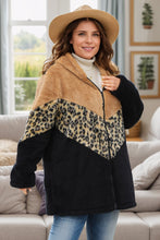 Load image into Gallery viewer, Plus Size Leopard Zip Up Hooded Outerwear, Designers&#39; Choice - #shop_name - women clothes