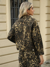 Load image into Gallery viewer, Pocketed Leopard Long Sleeve Denim Jacket, Unique and Beautiful - #shop_name - women clothes