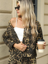 Load image into Gallery viewer, Pocketed Leopard Long Sleeve Denim Jacket, Unique and Beautiful - #shop_name - women clothes