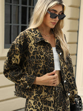 Load image into Gallery viewer, Pocketed Leopard Long Sleeve Denim Jacket, Unique and Beautiful - #shop_name - women clothes