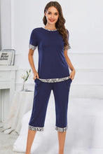 Load image into Gallery viewer, Round Neck Short Sleeve Top and Capris Pants Lounge Set in 3 Colors - #shop_name - women clothes