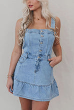 Load image into Gallery viewer, Ruffled Hem Button Front Square Neck Denim Dress - #shop_name - women clothes