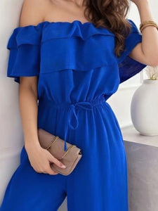 Ruffled Off - Shoulder Wide Leg Jumpsuit, One - Piece Dress in 2 Colors for Women - #shop_name - women clothes