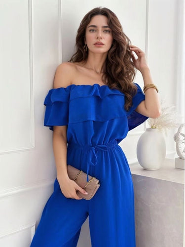 Ruffled Off - Shoulder Wide Leg Jumpsuit, One - Piece Dress in 2 Colors for Women - #shop_name - women clothes