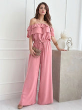 Load image into Gallery viewer, Ruffled Off Stylish Shoulder Wide Leg Jumpsuit in 3 Colors - #shop_name - women clothes