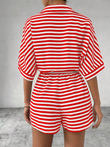 Tie Waist Half Button Striped Romper in 5 Colors - #shop_name - women clothes