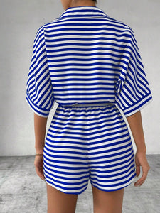 Tie Waist Half Button Striped Romper in 5 Colors - #shop_name - women clothes