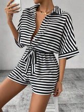 Load image into Gallery viewer, Tie Waist Half Button Striped Romper in 5 Colors - #shop_name - women clothes