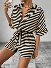 Load image into Gallery viewer, Tie Waist Half Button Striped Romper in 5 Colors - #shop_name - women clothes