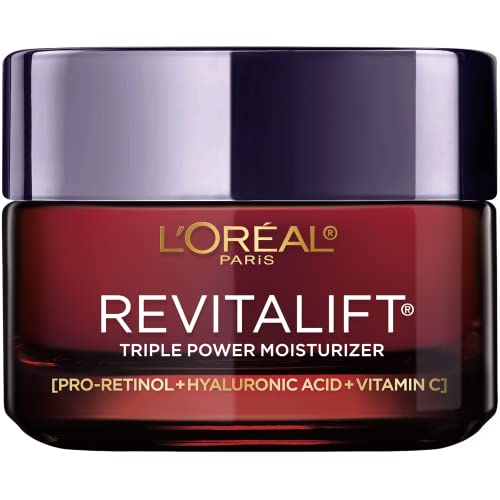 L'Oreal Paris Revitalift Triple Power Anti-Aging Face Moisturizer, Pro Retinol, Hyaluronic Acid & Vitamin C to Reduce Wrinkles, Firm & Brighten Skin, 1.7 Oz
