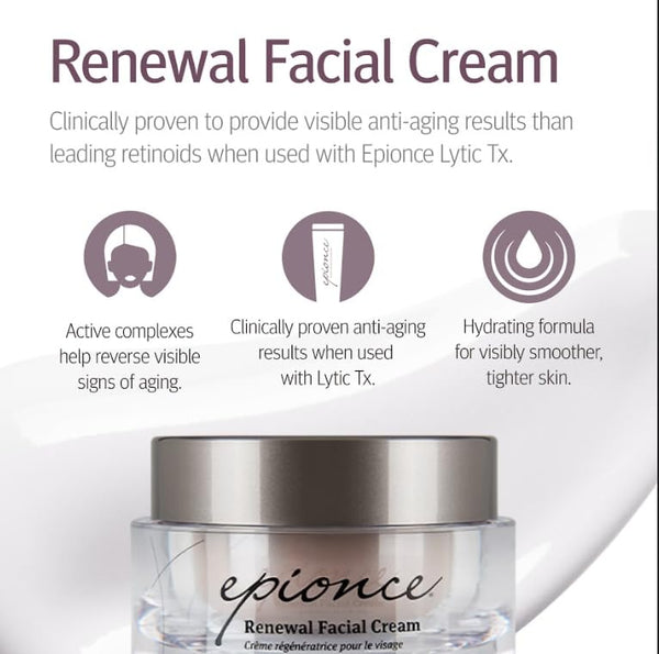 Epionce Renewal Facial Cream - Hydrating Face Moisturizer, Anti Aging & Dry Skin Barrier Repair Face Cream with Glycerin, Dry Skin Face Moisturizer