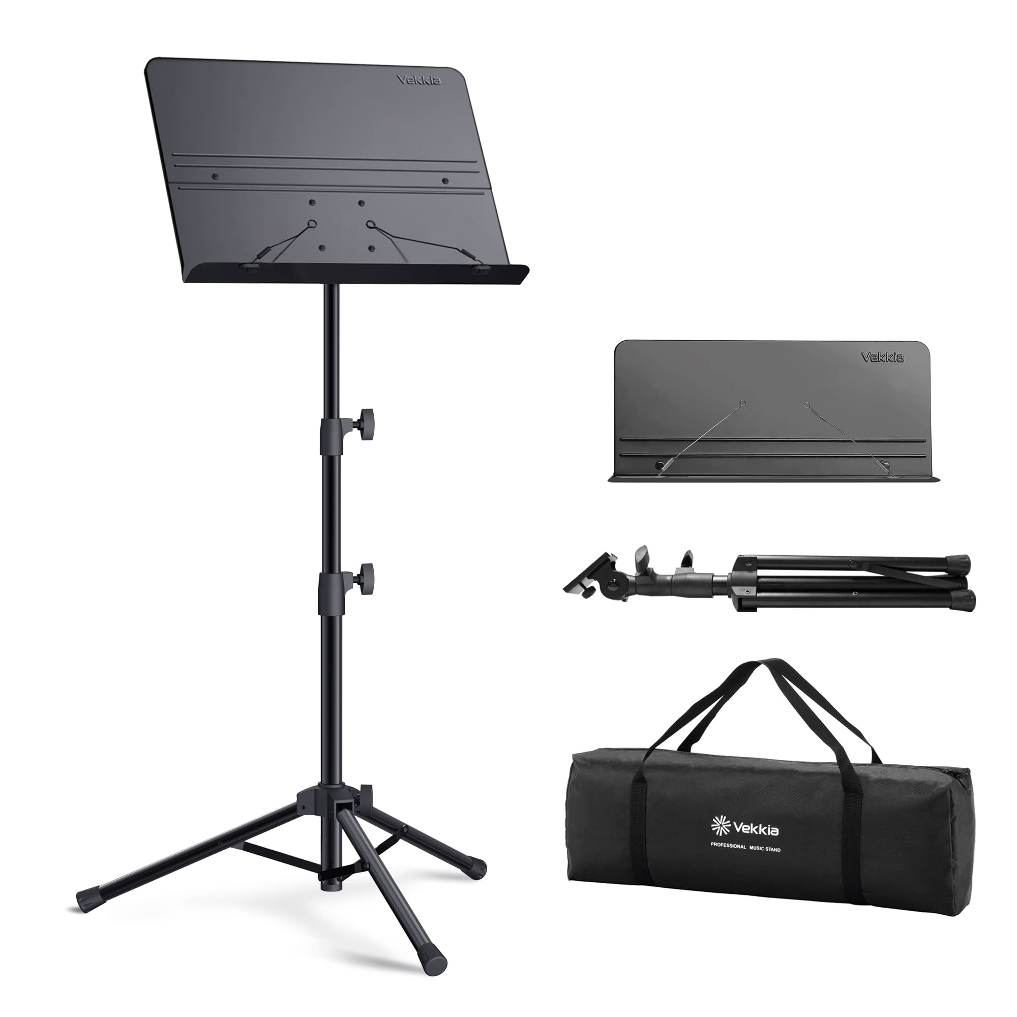 Vekkia Sheet Music Stand-Professional Portable Music Stand with Carrying Bag,Folding Adjustable Music Holder,Super Sturdy suitable for Instrumental Performance & Band & Travel
