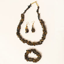 Load image into Gallery viewer, A Set Of Unique Necklace + Bracelet + Earring- Tiger’s Eye Stones