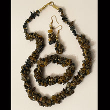 Load image into Gallery viewer, A Set Of Unique Necklace + Bracelet + Earring- Tiger’s Eye Stones