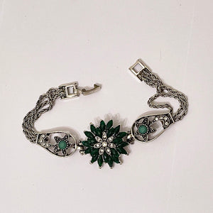 Luxury Green Stainless Steel Bracelet Designed with Agate Stone- Gift for Her