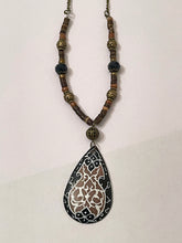 Load image into Gallery viewer, Women Vintage Handmade Beaded Bohemian Necklace with Round Brass Painted Pendant