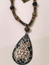 Load image into Gallery viewer, Women Vintage Handmade Beaded Bohemian Necklace with Round Brass Painted Pendant