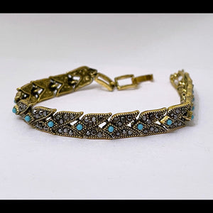 Luxury Stainless Steel & Brass Bracelet Designed with Turquoise Stone-For Her