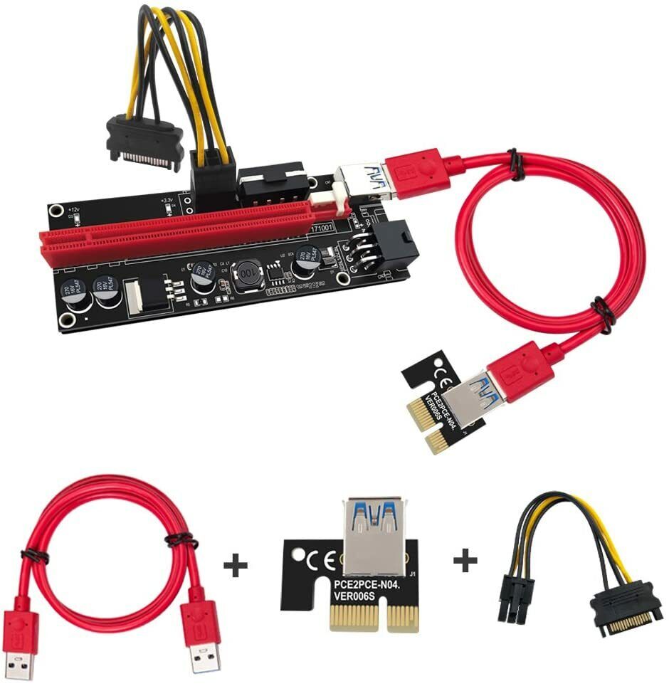Usb Gpu Riser PCIE GPU Riser Latest V009S 6 PIN + MOLEX GPU Mining ETH USB - New ...