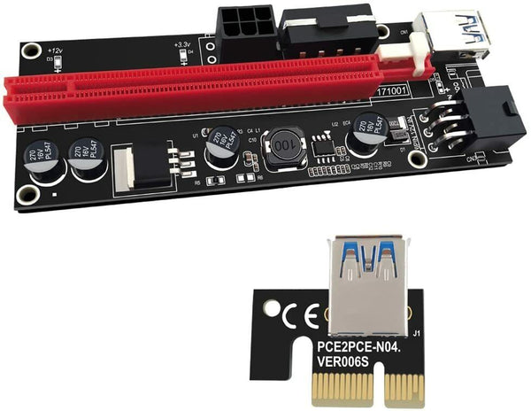 PCIE GPU Riser Latest V009S 6 PIN + MOLEX GPU Mining ETH USB - New