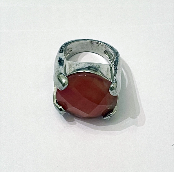 Unisex Ring with a Big Round Agate Stone. Unique Gift for Her/Him
