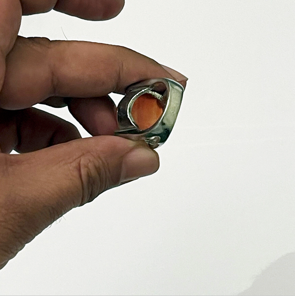 Unisex Ring with a Big Round Agate Stone. Unique Gift for Her/Him