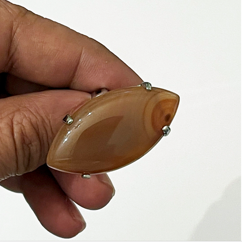 Unisex Brass Ring with a Big Light Brown Agate Stone. Simulated, a Unique Gift