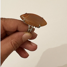 Load image into Gallery viewer, Unisex Brass Ring with a Big Light Brown Agate Stone. Simulated, a Unique Gift