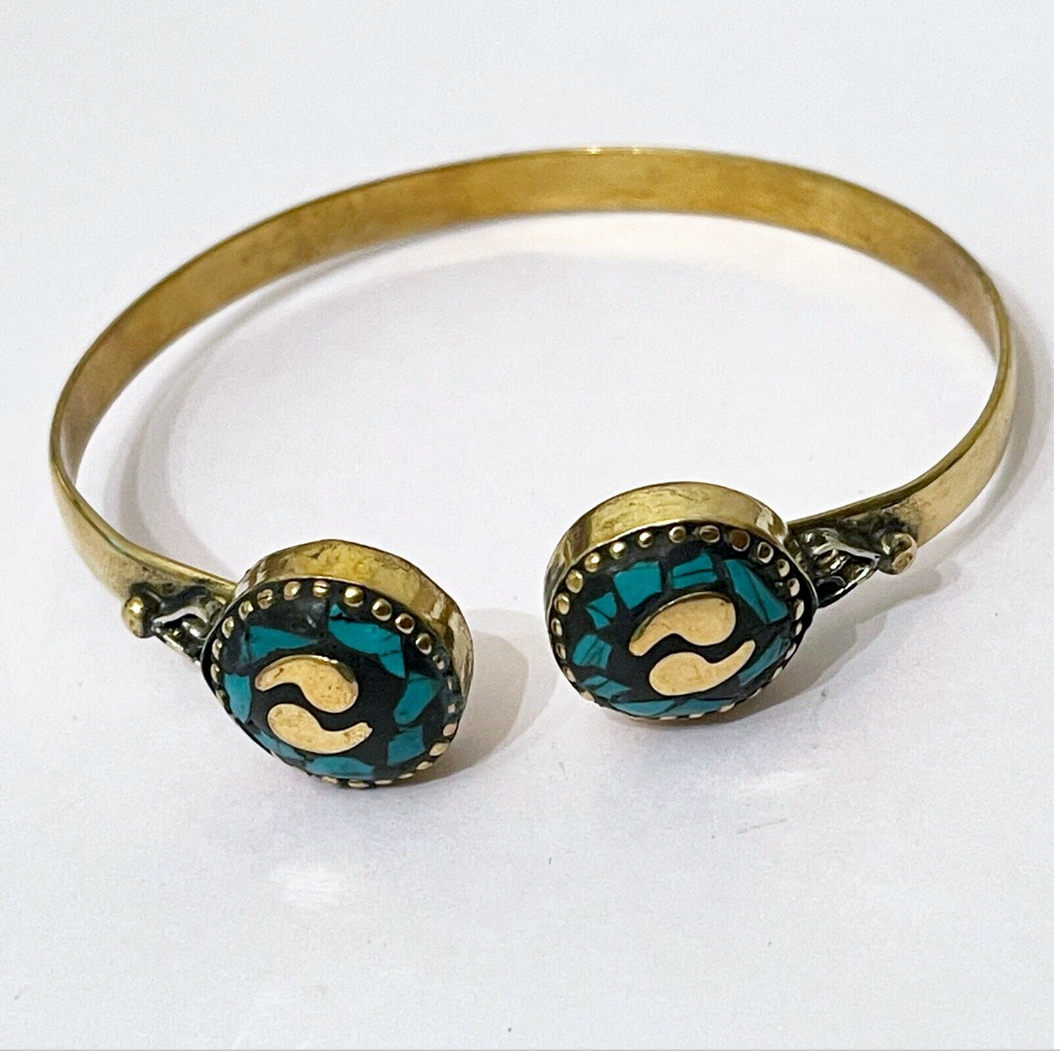 Tibet Nepal Indian Style Brass Cuff Bracelet - Unisex