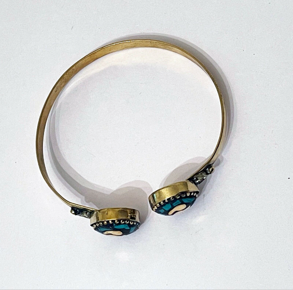 Tibet Nepal Indian Style Brass Cuff Bracelet - Unisex