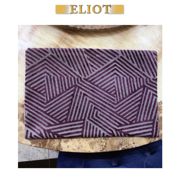 Otis - Pack of 6 Beautiful Cut Velvet Placemats - Color: Fig