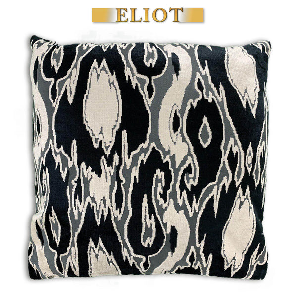 Harrow - Modern Pattern Cut Velvet Pillow - Double-Sided - Color: Domino