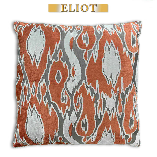 Harrow - Modern Pattern Cut Velvet Pillow - Double-Sided - Color: Melon
