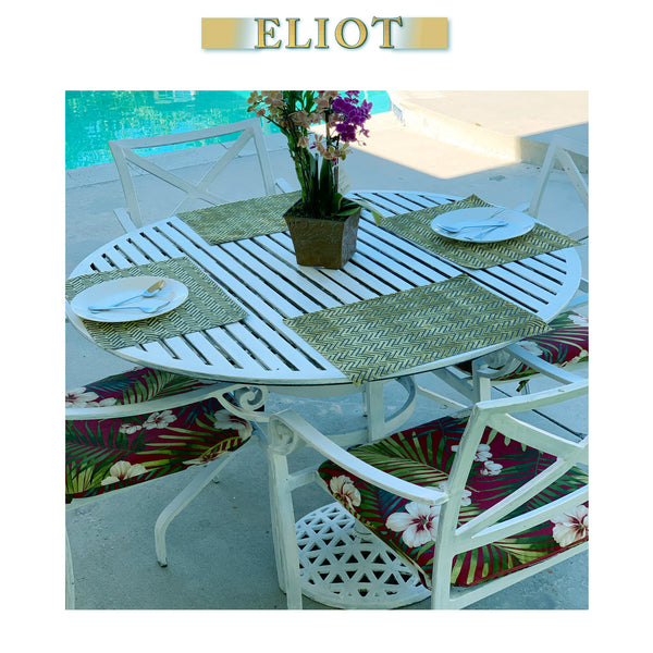 Starlet- Pack of 4 Beautiful Geometric Burnout Velvet One-Side Placemats - Color: Palm