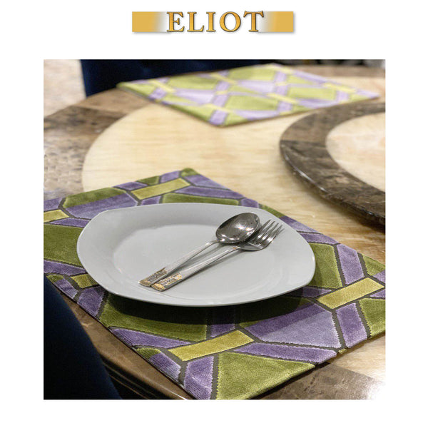 Diamond Land - Pack of 6 Beautiful Cut Velvet Placemats - Color: Elizabeth